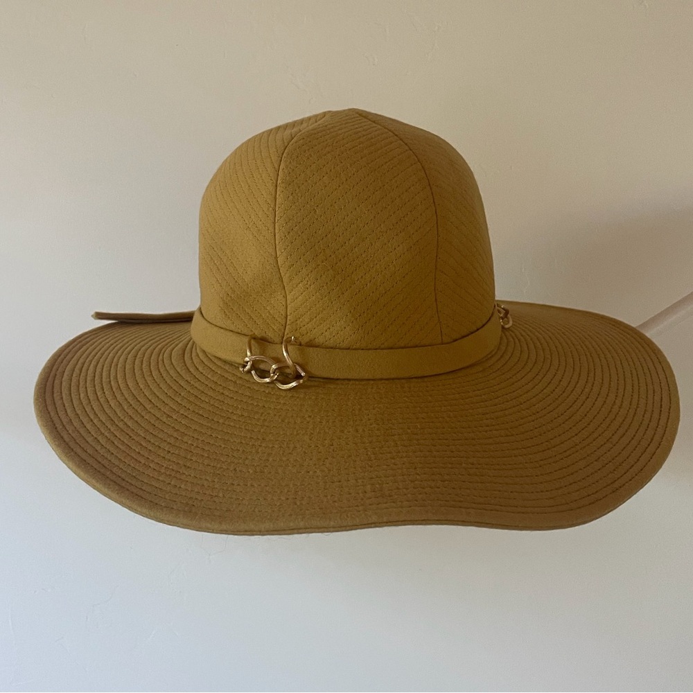 Vintage 70s Mustard Wool Wide-Brim Sun Hat